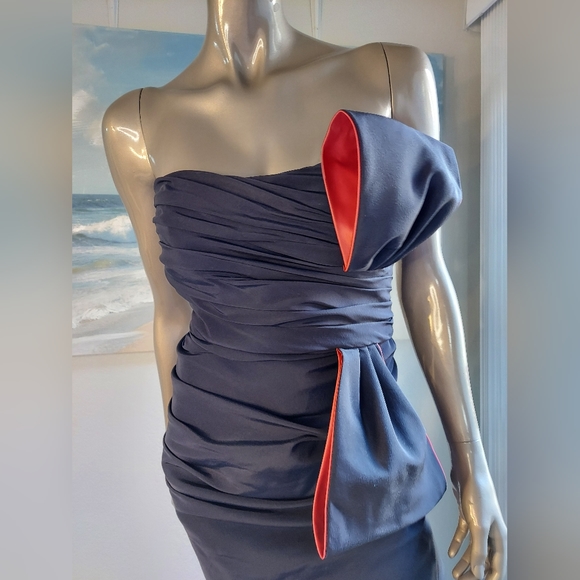 📣5=50%OFF *$5,500 ROLAND NIVELAIS BLACK BIG BOW SILK GOWN US S - Picture 4 of 9